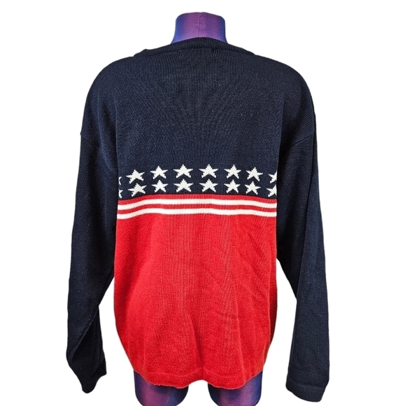 Vintage 90s Xtremegear Stars Stripes American Flag‎ Crew Neck Sweater Siz Medium - Picture 8 of 13